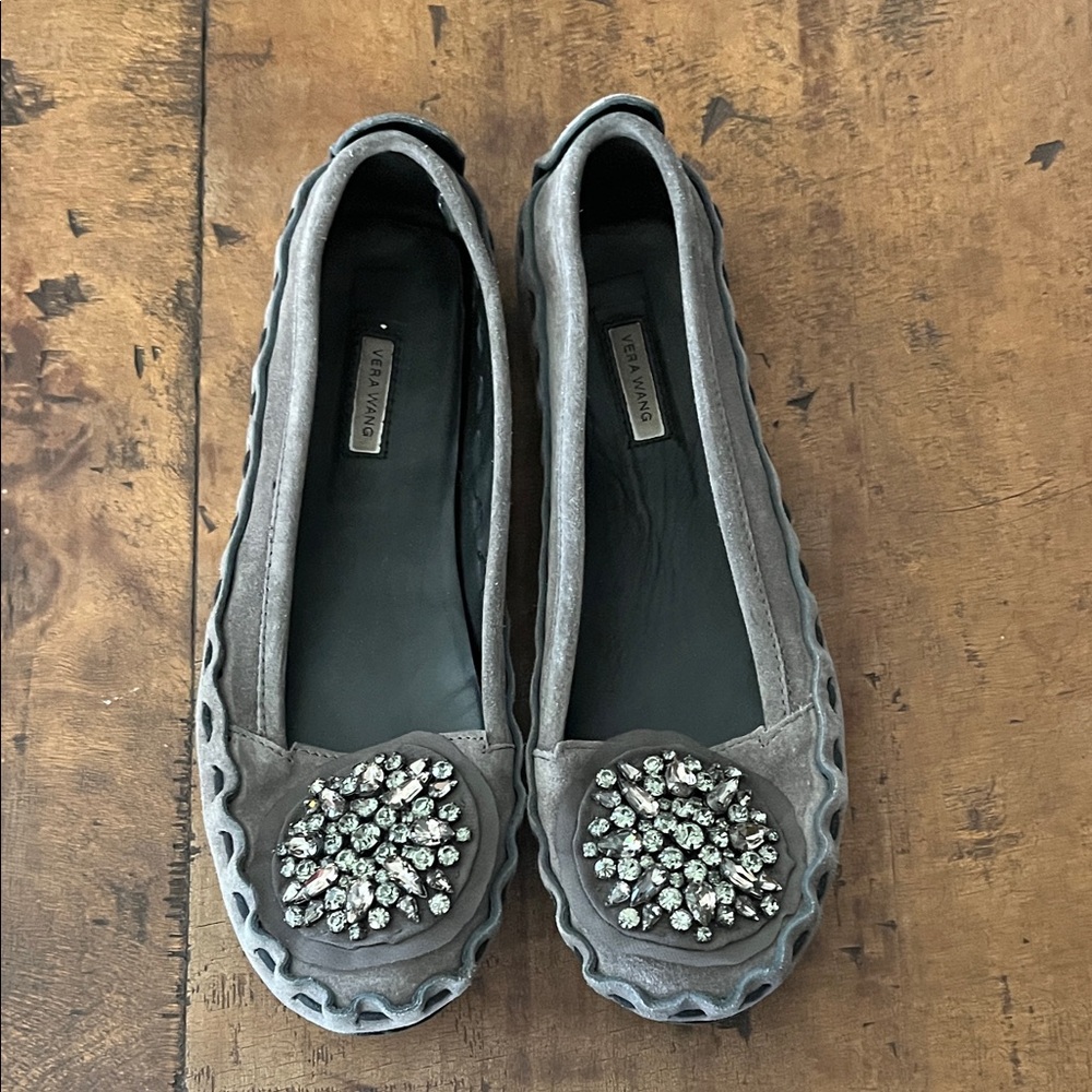 Vera Wang Gray Embellished Flats